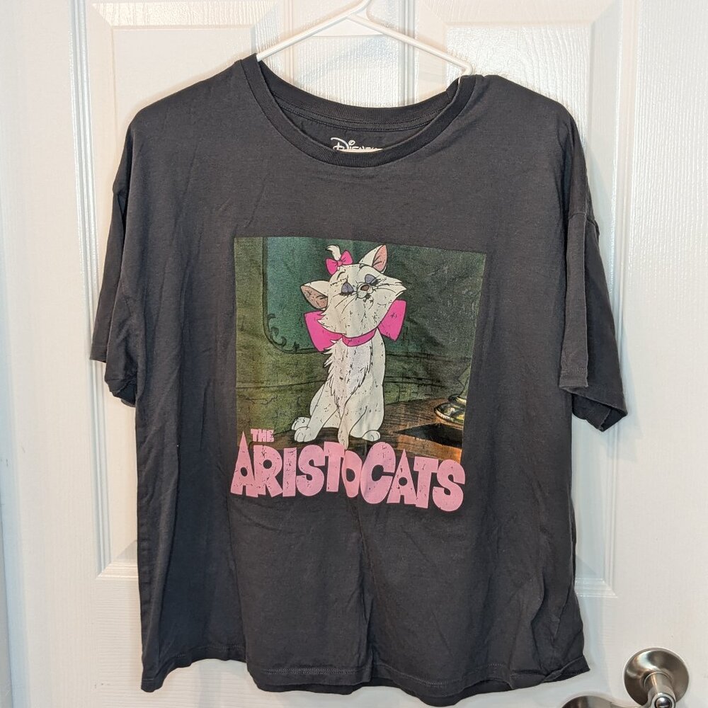 Tu x Disney Aristocats Cropped Tee Dark Grey Size 16 UK Size XL US